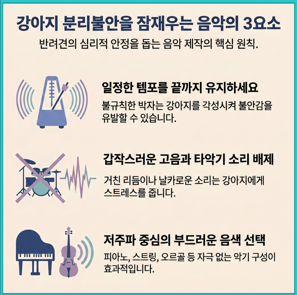 강아지 분리불안 완화 방법 음악 제작 3가지 원칙