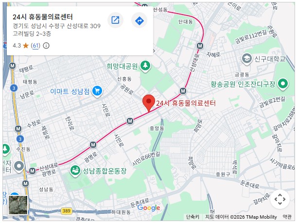 휴동뭄병원 약도