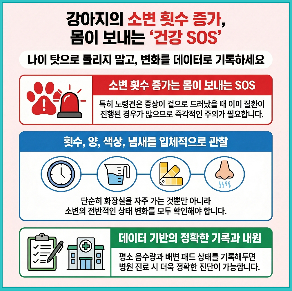 강아지 소변 횟수 증가 원인과 건강 이상 신호 설명 이미지