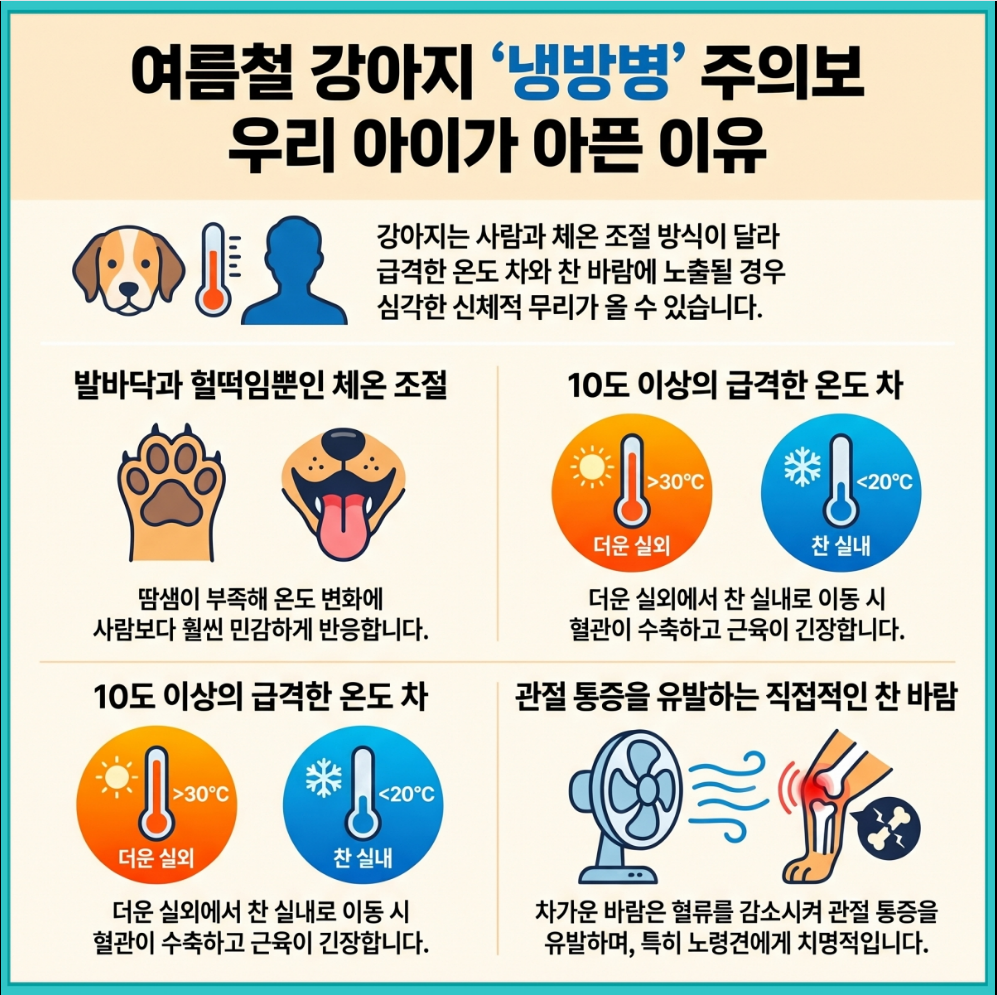 강아지 냉방병 원인과 예방 안내 인포그래픽