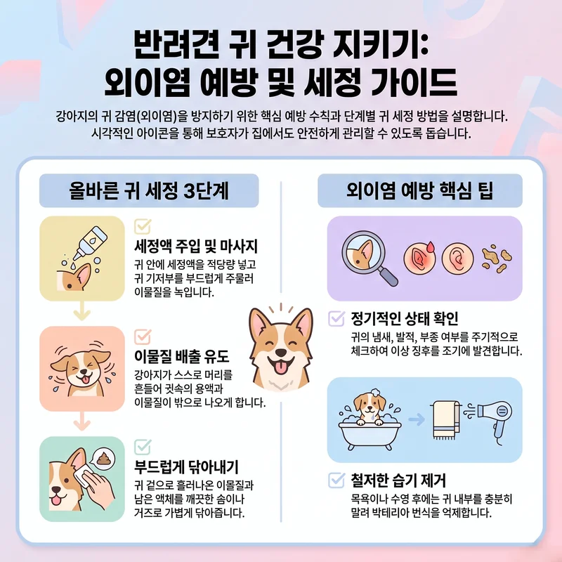 강아지 외이염 예방 체크리스트 인포그래픽