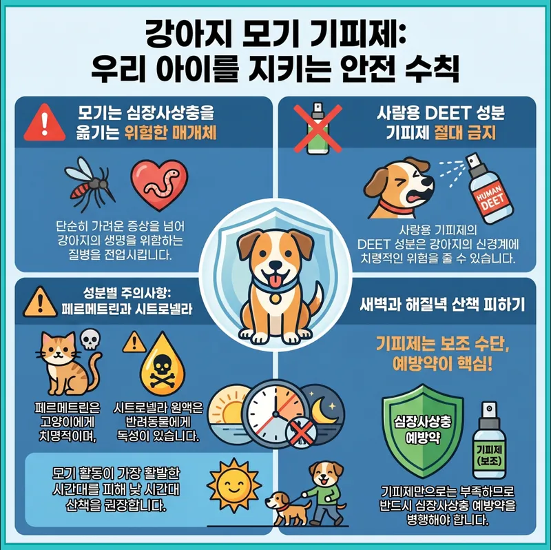 강아지 모기 기피제 안전 수칙 인포그래픽