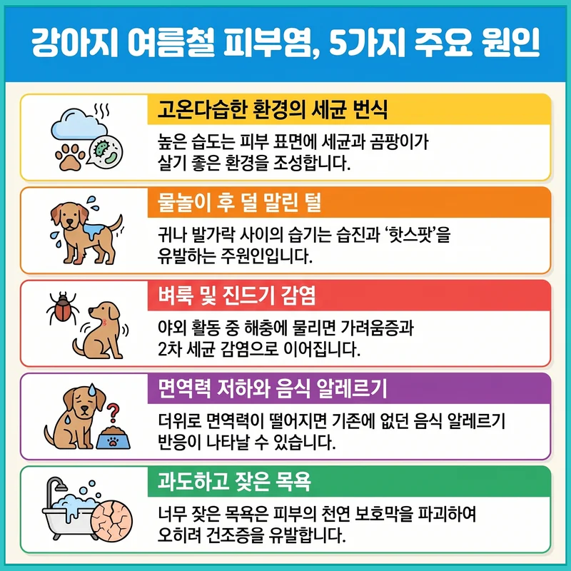 강아지 여름철 피부염 원인 5가지 인포그래픽