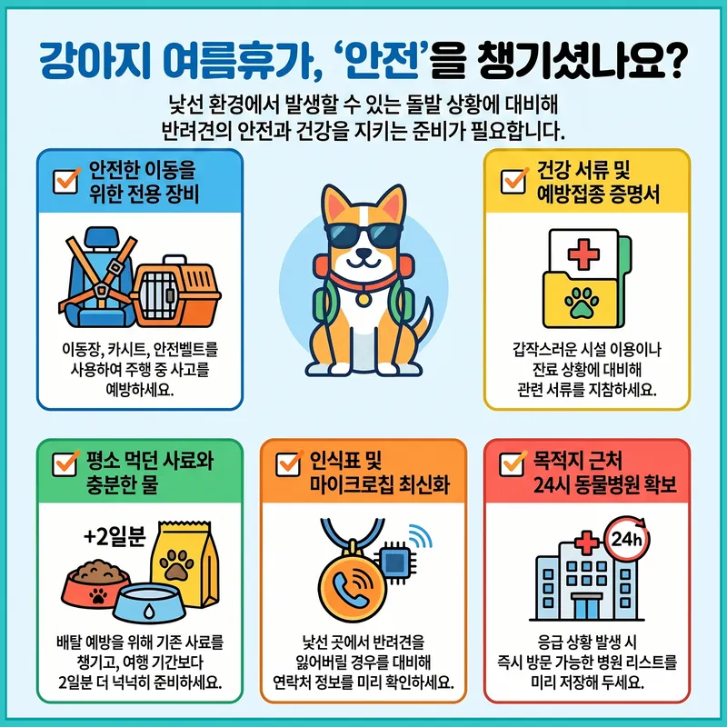 강아지 여름휴가 준비물 체크리스트 인포그래픽